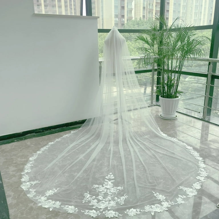 100 Floral Lace Bridal Veil Cathedral Wedding Veil Church Lace