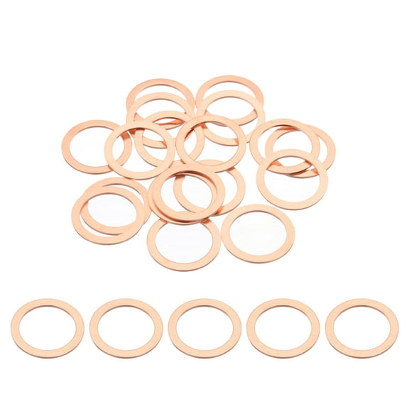 18PCS M18 Copper Washers, M18x24x1mm Copper Crush Washer Metric Flat Washers Sealing Washers Assortment Kit Oil Drain Plug Gasket Ring for Automotive Battery Vehicles Screws Bolt