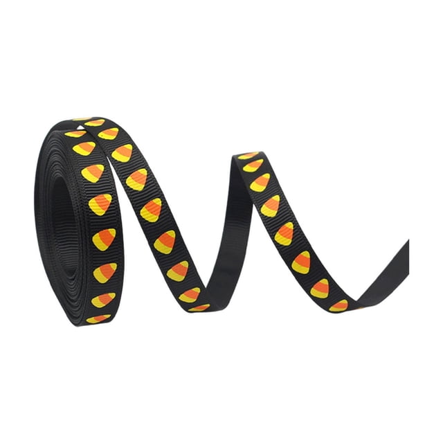 yulier Halloween Ribbon, Skull Bat Spider Pumpkin Print Thin Ribbon for Gift Wrapping, Bows, Halloween Decorations, 1 Roll 0.4 Inch x 10 Yards