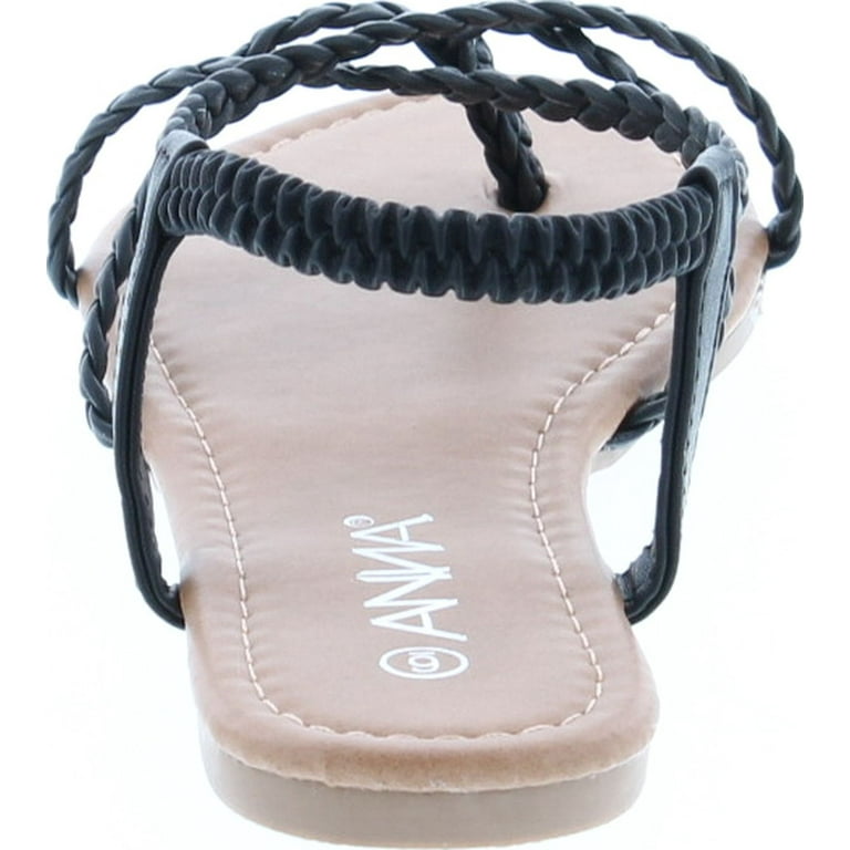 ANNA Women's Razzi-11 Braided Strappy Flat Y-Strap Flip Flop
