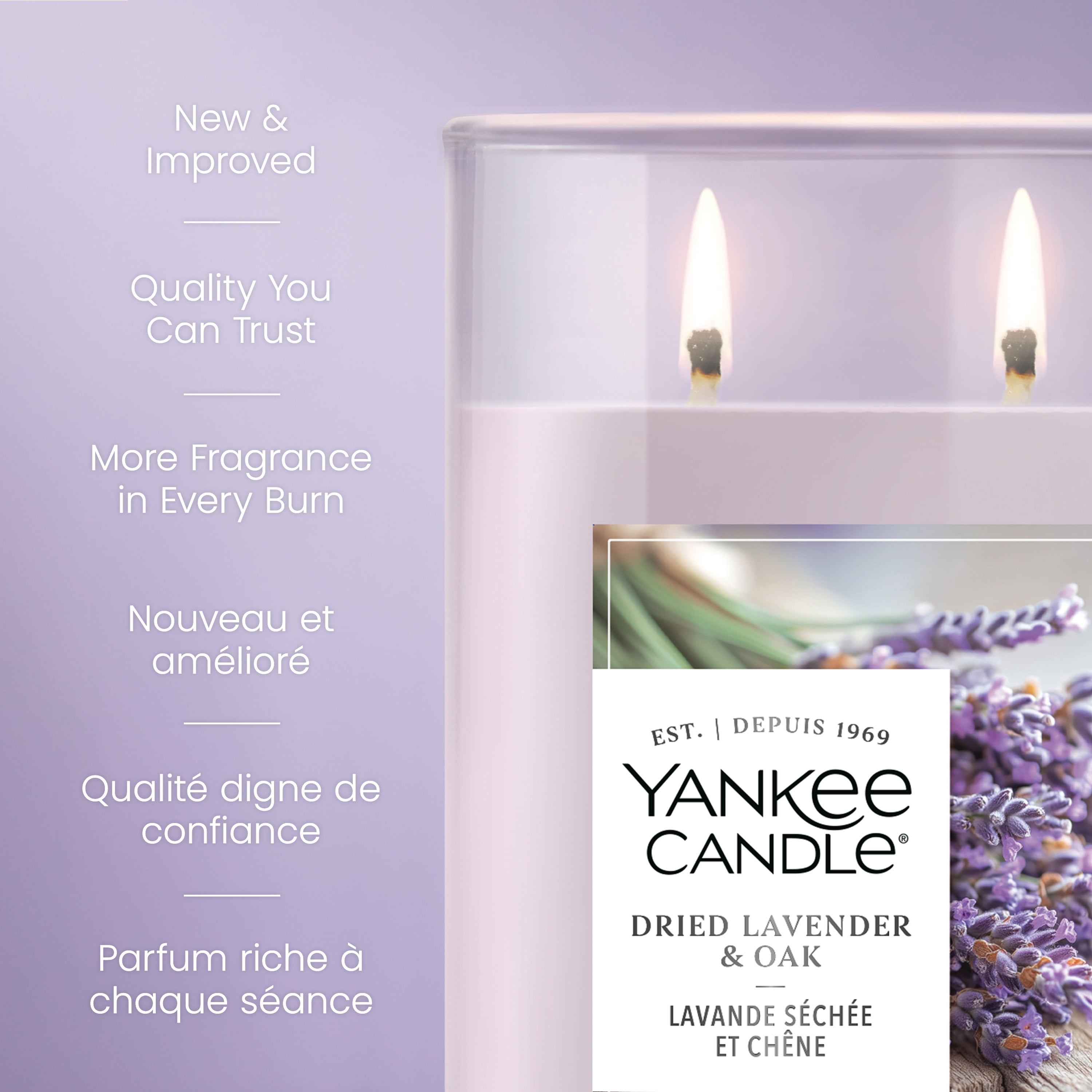 Yankee Candle Scented Candle, Dried Lavender & Oak, 20 oz Signature Large Tumbler, 2 Wicks