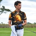 thumbnail image 4 of Daiia Golden Koi And Treasure Pattern Men’s Polo Shirts,Solid Deck Shirt,Classic Fit, Breathable Cotton Polo for Casual and Sport Wear-Small, 4 of 7
