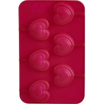 Trudea Heart Lollipop Mold, Set of 2, Silicone, Red, 6 Count