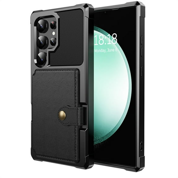 Case For Samsung Galaxy S25/S25 Plus/S25 Ultra, Leather Card Holder Cover Magnetic Car Mount Case