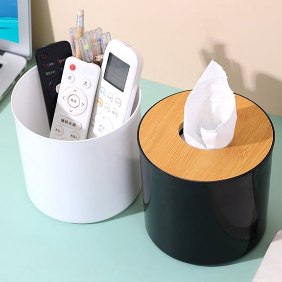 Walbest 5.24 Inch Creative Cylindrical Tissue Box Concise Style Multi-use Plastic Tissue Holder Household Supply, Desktop Storage Box
