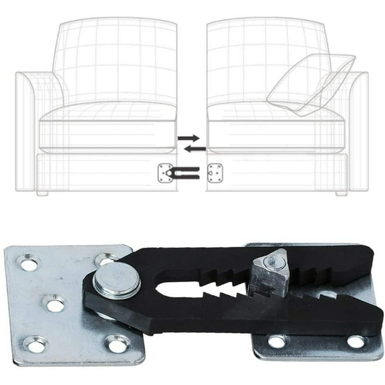Sectional Couch Connector, 4 Pcs Metal Sofa Joint Snap Alligator Style Sectional Couch Connector, Size: One size, Silver