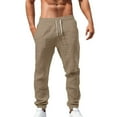 thumbnail image 3 of Summer Pants for Men Elastic Waist Drawstring Casual Trouser Yoga Beach Trousers Lightweight Linen Trousers Mens Linen Pants Loose Trousers Summer Vacation Pants Linen Trouser, 3 of 8