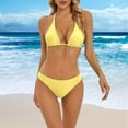 thumbnail image 2 of Prolriy Bikini Sets for Women, Women's Fashionable and Sexy Solid Color Bikini Swimsuit Set with Breast Pads Womens Swimsuits Yellow M, 2 of 4