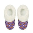 thumbnail image 2 of POLERO Purple Pumpkin Skull Print Women's House Slippers Thick Sole Fuzzy Slippers for Women Men Fluffy Home Shoes, Size 4-5, 2 of 7