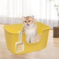 thumbnail image 1 of Bandeja de arena semicerrada para mascotas, orinal para gatitos, jaula grande, suministros para mascotas, gatos, perros pequeños, orinal para animales Amarillo, 1 of 10