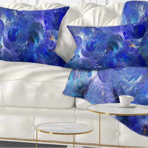 Designart Clear Blue Fractal Glass Texture - Abstract Throw Pillow - 12x20