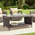 thumbnail image 4 of Ktaxon Outdoor Wicker CoffeeTable Patio Coffee Tables for Outside, Tempered Glass Top Wicker Table with Storage Coffee Table for Patio, 4 of 6