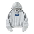 thumbnail image 4 of Sudadera con capucha corta para mujer, jersey con cordón, sudadera con capucha, Top corto para correr, XL, 4 of 8