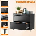 thumbnail image 5 of Metal Lateral File Cabinet with 2 Drawer,Metal Filing Cabinets with Lock for Home Office A4 and Letter Size Files, Printer Stand, Assemble Required,Black, 5 of 9