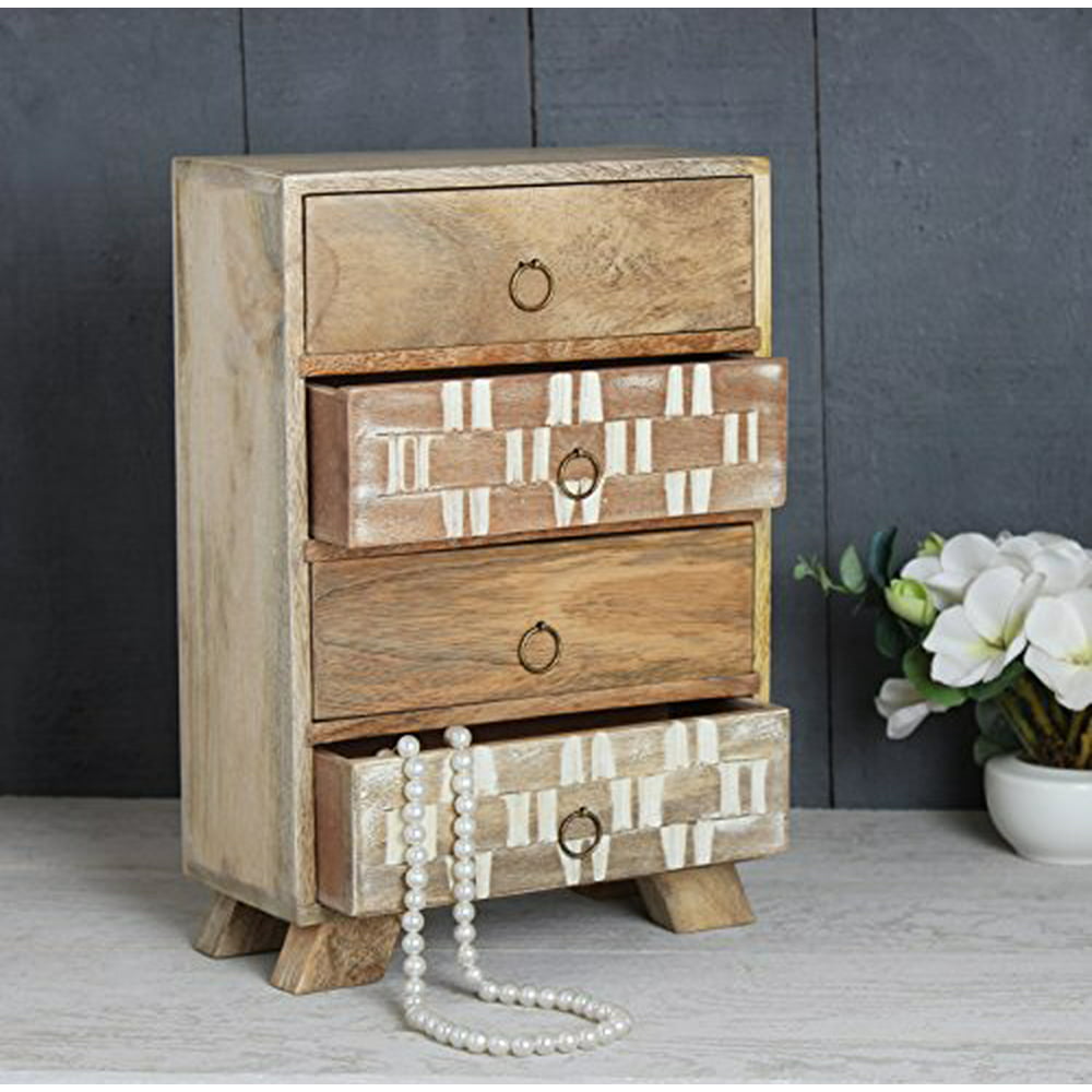 storeindya Wooden Keepsake Box/Keepsake Box with Drawers/Chest of