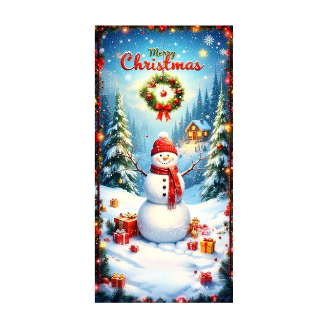 Decoraciones de Navidad Cubierta de Puerta de Navidad de 35 X 72 Pulgadas Cortina de Puerta de Navidad Decoración de Puerta Y Pared Del Día de Navidad Decoración de Fiesta de Vacaciones Decoraciones D