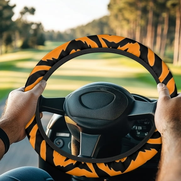 Jeiento Tiger Stripes Golf Cart Steering Wheel Cover Auto Golf Cart Steering Wheel Covers for Club Car Sun Protection Boat Steering Wheel Cover Easy to Use and Clean
