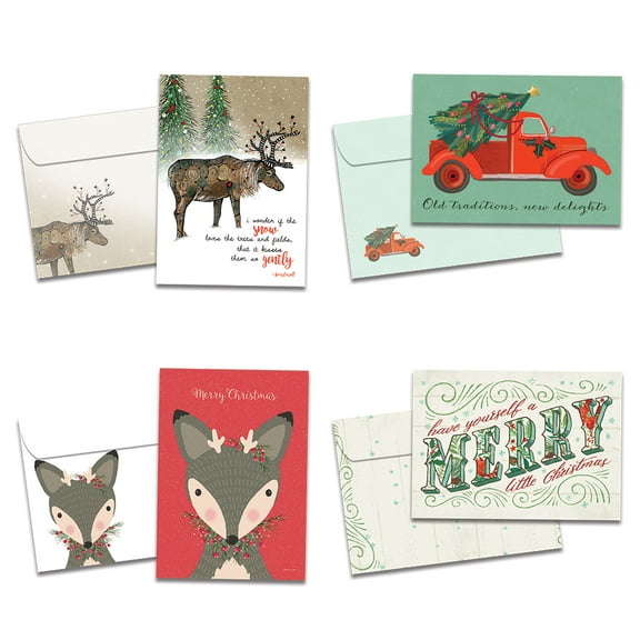 Tree-Free Greetings Christmas Greeting Card 16 Pack, 5x7, Art and Soul (GP54090)