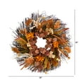 thumbnail image 2 of Nearly Natural 22" Autumn Dahlia and Berries Artificial Wreath, Orange, 2 of 4