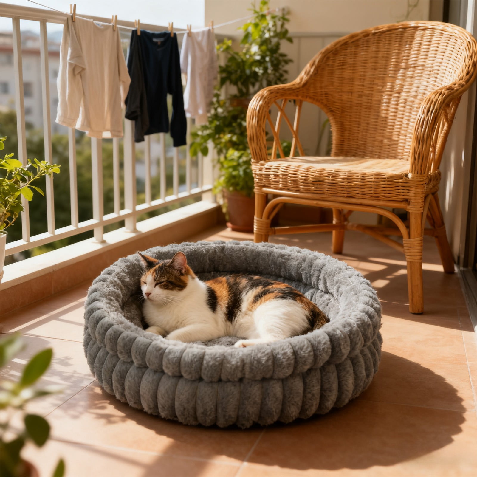 Dvumao Round Plush Pet Bed – 15.7-Inch Fleece Cat & Small Cat Nest