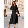 thumbnail image 4 of DARING DIVA Frilled Crewneck Long Sleeve Midi Fall Dress XL Black, 4 of 8