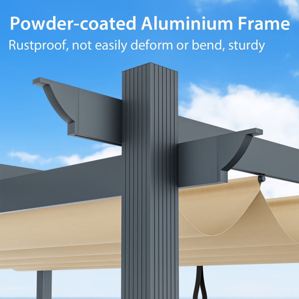 Aimee Lii 10 x 13 Feet Outdoor Aluminum Retractable Pergola Canopy Shelter, Backyard Canopy Gazebo for Party Camping BBQ Events, Beige Aimee Lii 10 x 13 Feet Outdoor Aluminum Retractable Pergola Canopy Shelter, Backyard Canopy Gazebo for Party Camping BBQ Events, Beige