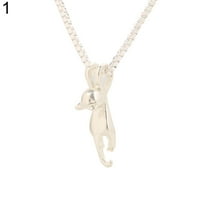 Yesbay Women 925 Sterling Silver Jumping Cat Pendant Charm Necklace Jewelry-Polish