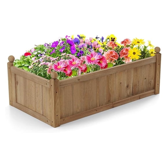 Wooden Raised Garden Bed, 46" L x 24" W x 16" H Outdoor Rectangular Planter Box W/ 4 Corner Drainage, Raised Bed for Vegetable Fruit Flower , Planter Container for Patio Garden Lawn Yard