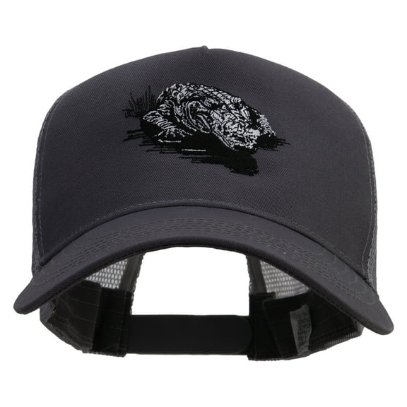 Stealth Striker Alligator Embroidered New Big Size Trucker Mesh Cap - Grey XL-3XL