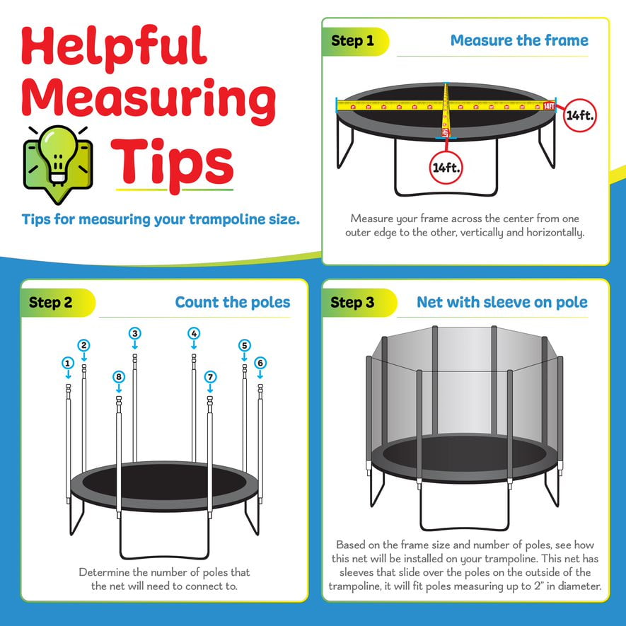 Machrus Upper Bounce Trampoline Net - Trampoline Safety Net Fits 6 ft Round Trampoline using 6 Straight poles - Breathable UV and Weather-Resistant Net Replacement