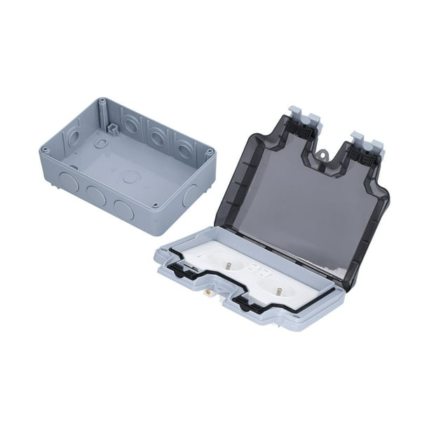 Toma de corriente impermeable para exteriores, estándar francés, doble toma de corriente con interruptor, accesorios de alimentación de 250 V y 16 A