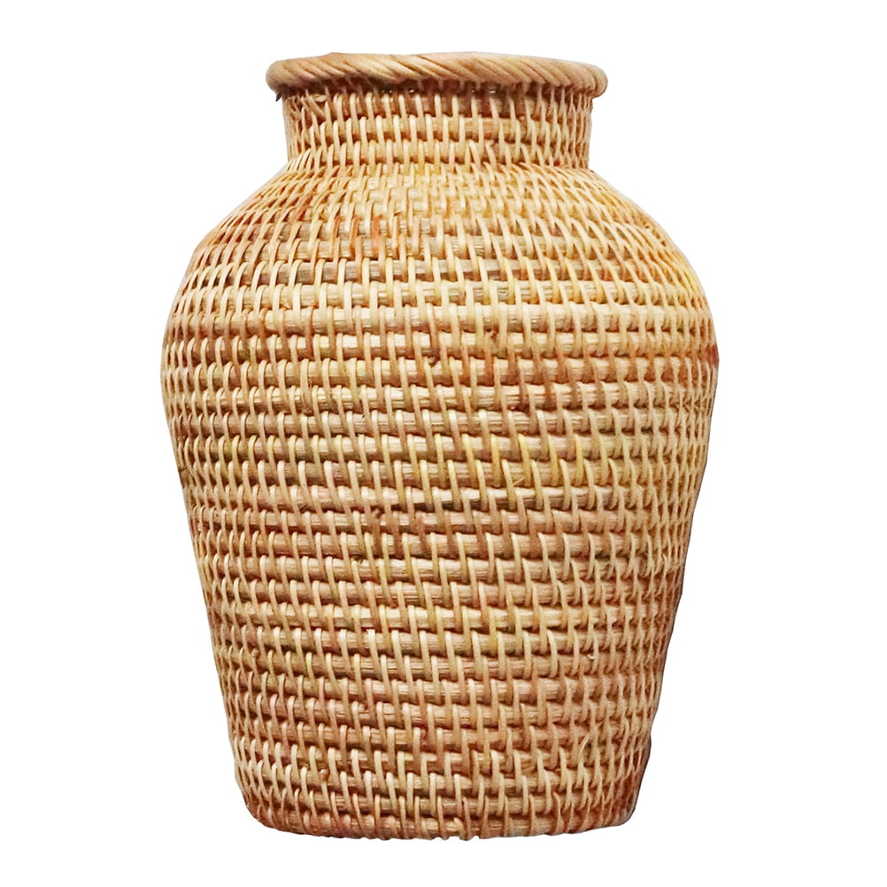 Herbstliche Rattan-Vase Gewebt – Tischdekoration Für Pflanzen, Ca. 15x18 Cm, Naturlook
