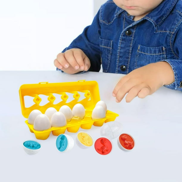12x huevos de juguete a juego de colores y formas, juguete educativo  Montessori, huevos de rompecabezas a juego para bebés de guardería de 3, 4,  y