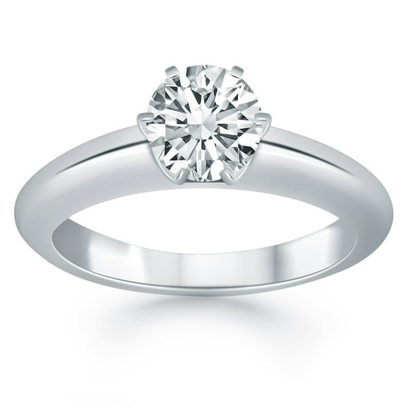 14k White Gold Solitaire Cathedral Engagement Ring Size 4
