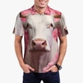 thumbnail image 1 of Balery Flower White Cow Camisa Polo de Hombre con Estampado, de Manga Corta y Tejido Medio, Camisa Tipo Golf Polo-3X-Large, 1 of 6