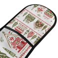 thumbnail image 4 of Yayeee Double Oven Mitt Kitchen Heat Resistant Baking 35" x7" Quilted Glove, Red Christmas House, 4 of 6