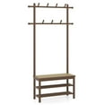 thumbnail image 6 of Resenkos 3-In-1 Bamboo Hall Tree - Coat Rack with PE Rattan Bench & Shoe Storage, Brown, 6 of 8