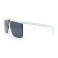 thumbnail image 3 of Flat Top Half Rim Euro Style Mafia Shield Plastic Oversize Sunglasses White - Black, 3 of 4