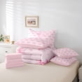 thumbnail image 6 of Erosebridal Girly Bow Personalized Gift 7-Piece Twin Bedding Sets,Pink Initial Letter V Themed Print Bedding Comforter Set For Kids,Pink Reversible, 6 of 7