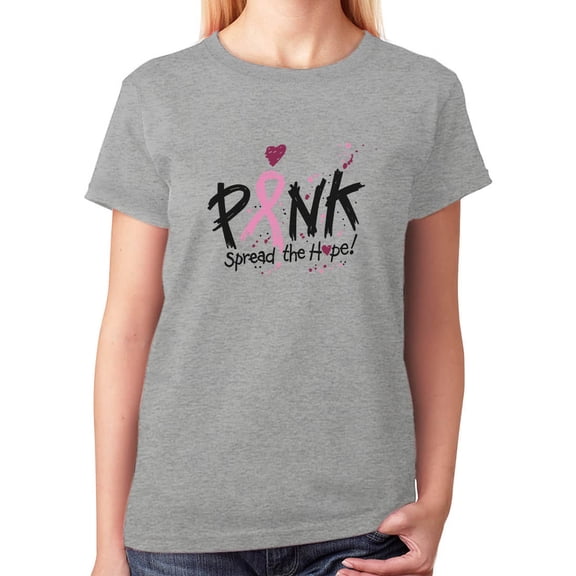 Tstars Pink Breast Cancer Awareness Spread The Hope Women's T-Shirt XX-Large Grey