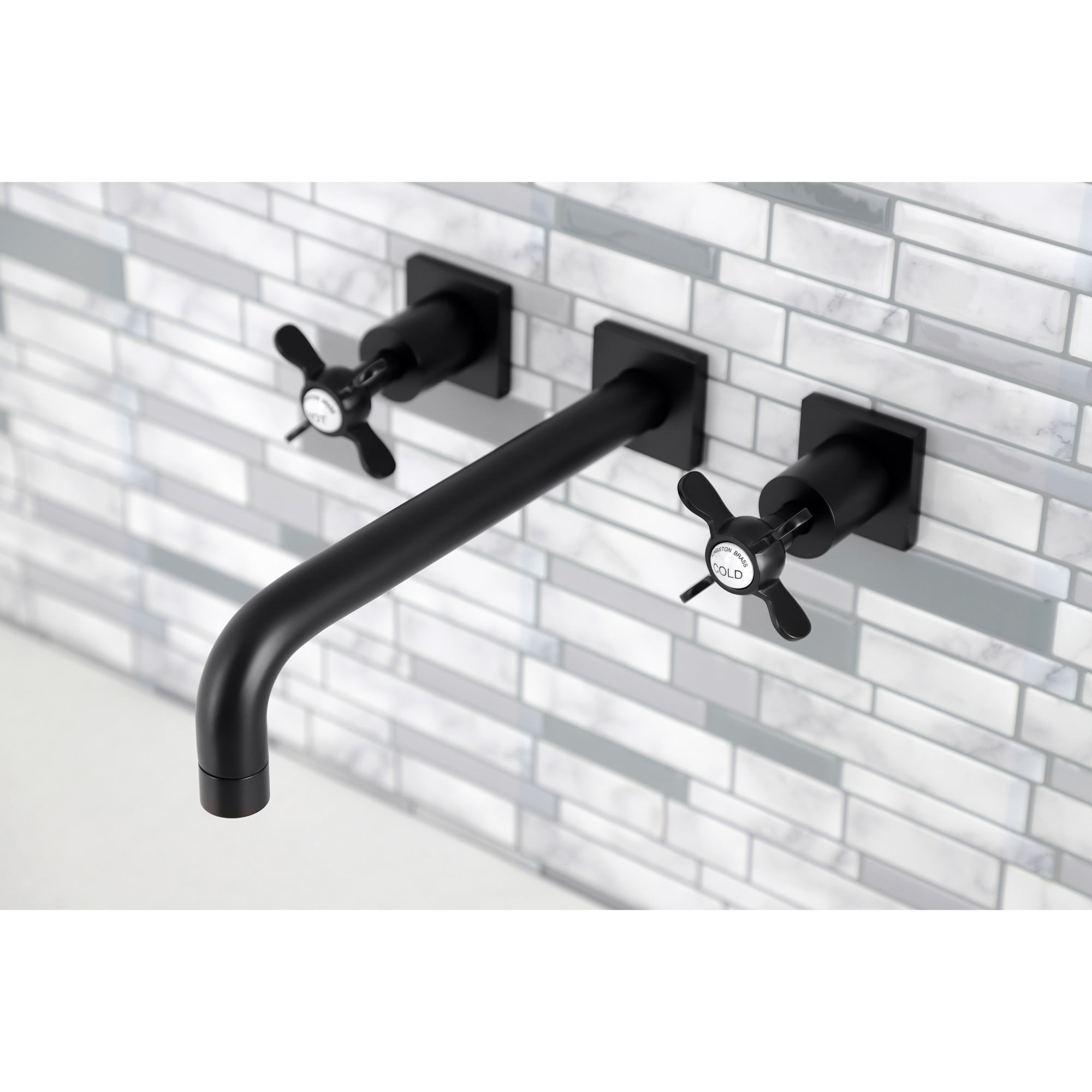 Kingston Brass KS6020BEX Essex Two-Handle Wall Mount Roman Tub Faucet, Matte Black
