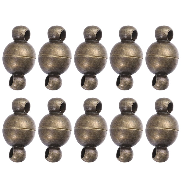 EeaseMX 10 cierres magnéticos cilíndricos de 10 mm para joyería, hebillas delicadas para collares, cierres multiusos para pulseras y bisutería (latón antiguo).