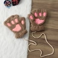 thumbnail image 2 of Dalrosia Cat Claw Bear Paw Fingerless Winter Plush Gloves, 2 of 2
