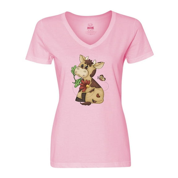 Inktastic Corky Cow Women's V-Neck T-Shirt