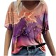 thumbnail image 2 of ICHUANYI Clearance Women's Fashion Printing Casual V-neck Short Sleeve Loose T-shirt Tops(Red, M) ICHUANYI WER2023081403561, 2 of 4