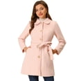 thumbnail image 1 of Gabardina Larga con cuello de Solapa Allegra K Elegante de Invierno Rosa S, 1 of 6