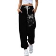 thumbnail image 3 of Pantalones de moda casual de doble combinación, pantalones de corsé, pantalones con estampado de gato en 3D de cuerpo completo, 3 of 5
