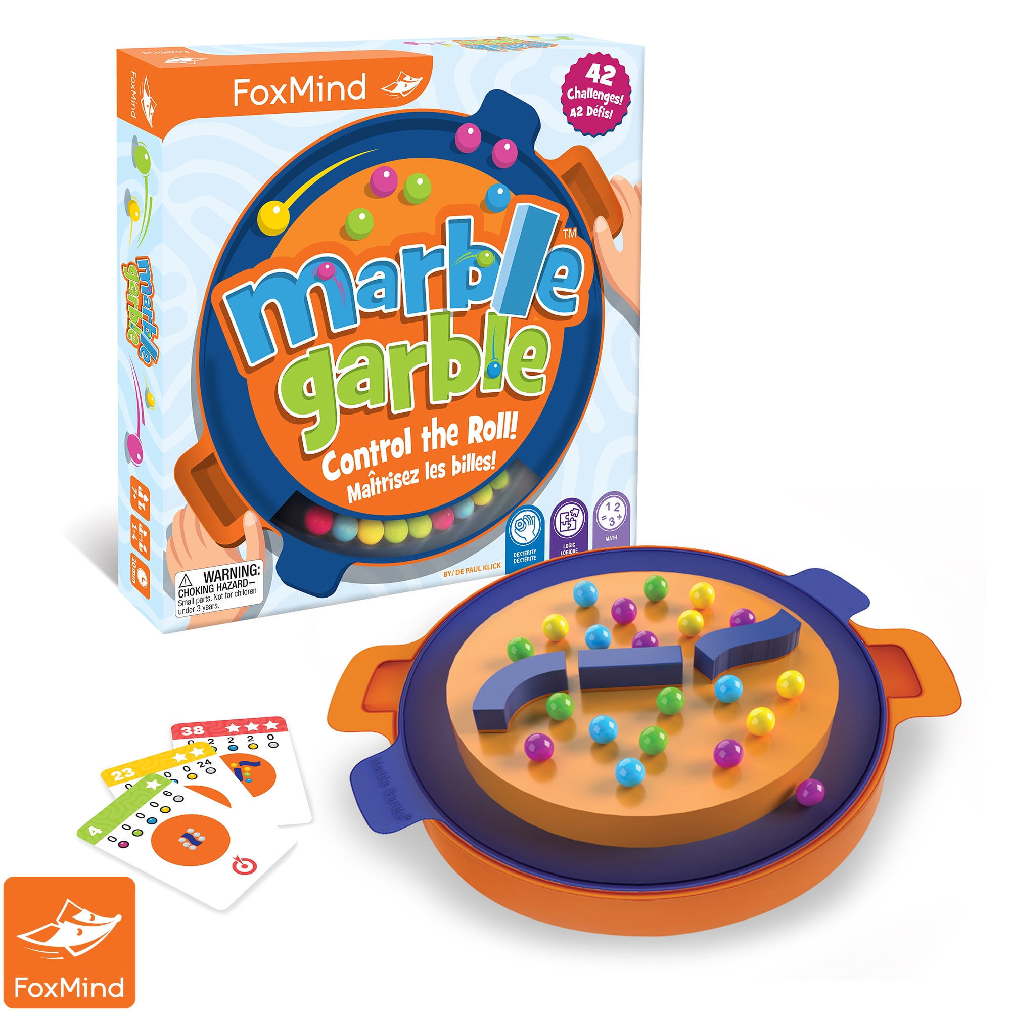 FoxMind Games: Marble Garble - Family Dexterity Game, Brainteaser, Colorful Challenges, 3 Difficulty Levels, Kids & Family Ages 7+, 1-4 Players