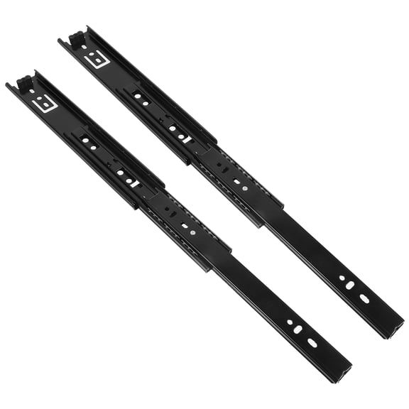 2-Pack Black Stainless Steel Drawer Slides with Soft Close Damping Buffer for Smooth, Quiet, and