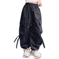 thumbnail image 2 of UACY Girls Cargo Pants Wide Leg Cute Cargo Pants with Bow Decor Multi Pockets, Drawstring Elastic Waist Loose Fit Casual Pants for Girls Daily Wear, 2 of 6